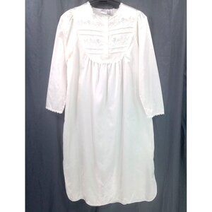 Vintage Delicates Womens Brushed Back Nightgown Size S Pleated Silky Embroidered